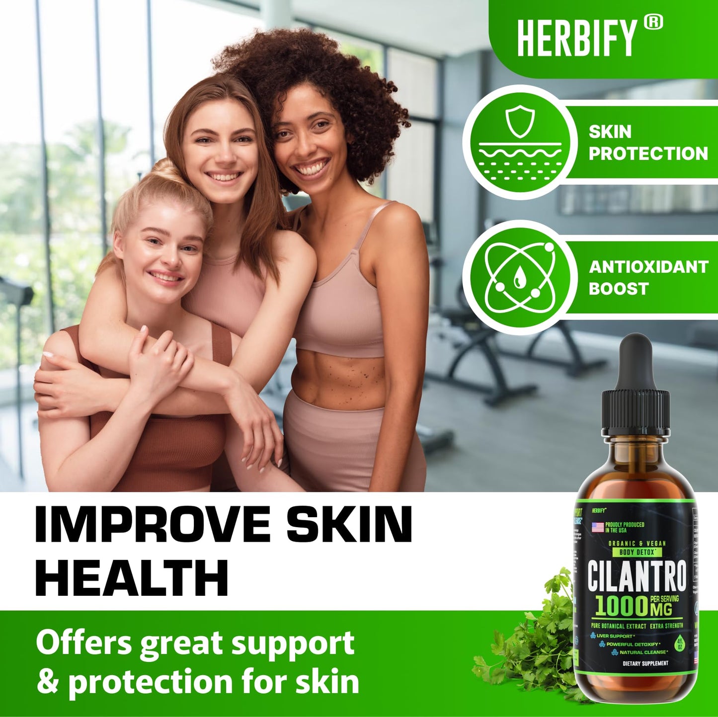 HERBIFY Cilantro Tincture - Herbal Cilantro Supplement for Detox - Rich Source of Antioxidants - Supports Heart and Body Cleanse - Made in USA - Cilantro Extract 4 Fl Oz