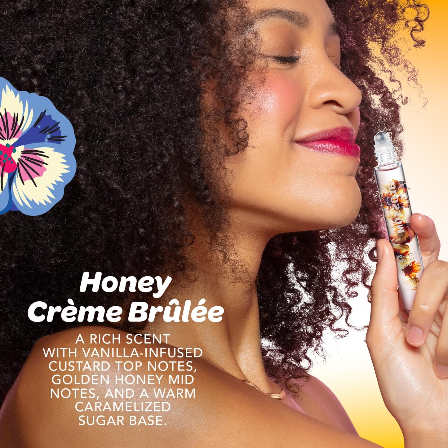 Blossom Roll on Perfume for Women Alcohol Free Gourmand Rollerball Perfume Oil with Essential Oils, Infused with Real Flowers, Made in USA, 0.20oz, (Honey, Vanilla Caramel, Sugar) Honey Crème Brulee