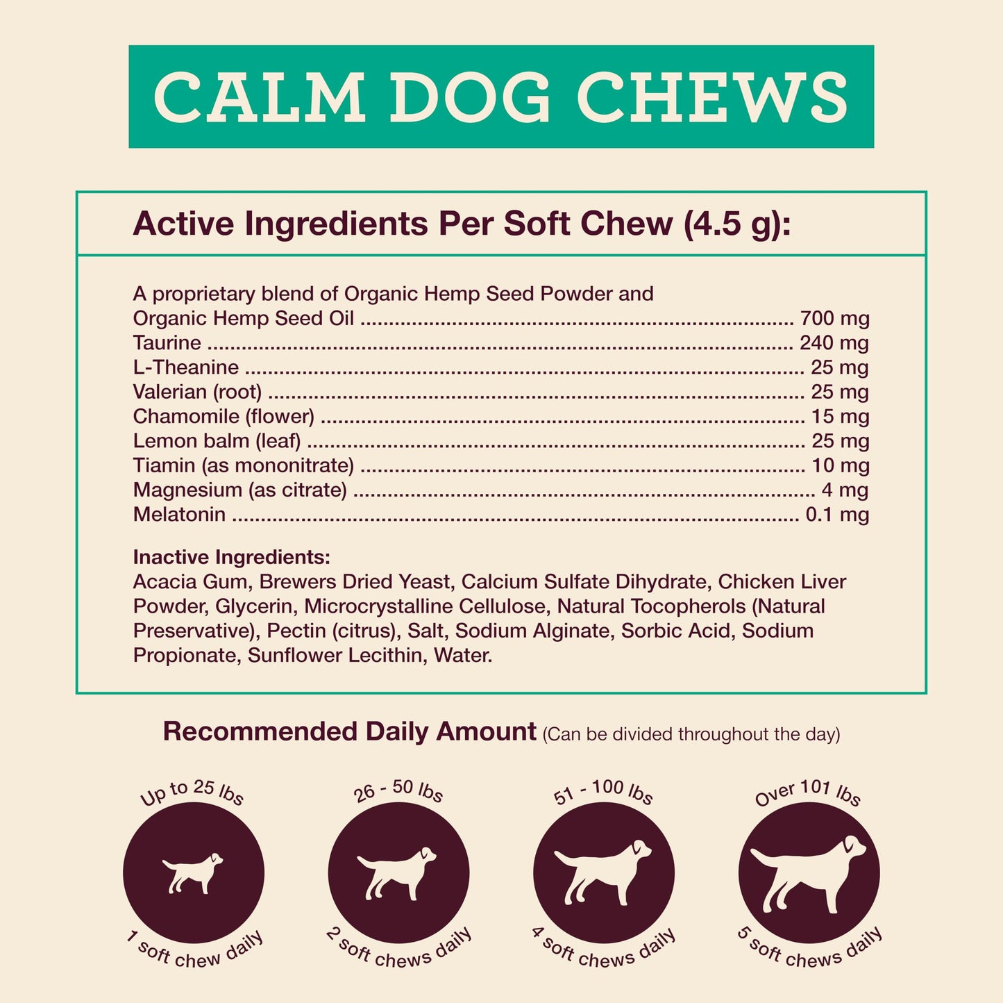 Organically Sourced Hemp Well Calm Dog Soft Chews - Anxiety Relief Treats for Dogs, Helps with Separation Anxiety and Travel, Melatonin and Hemp Dog Calming Chews (1 Pack (30 Chews))