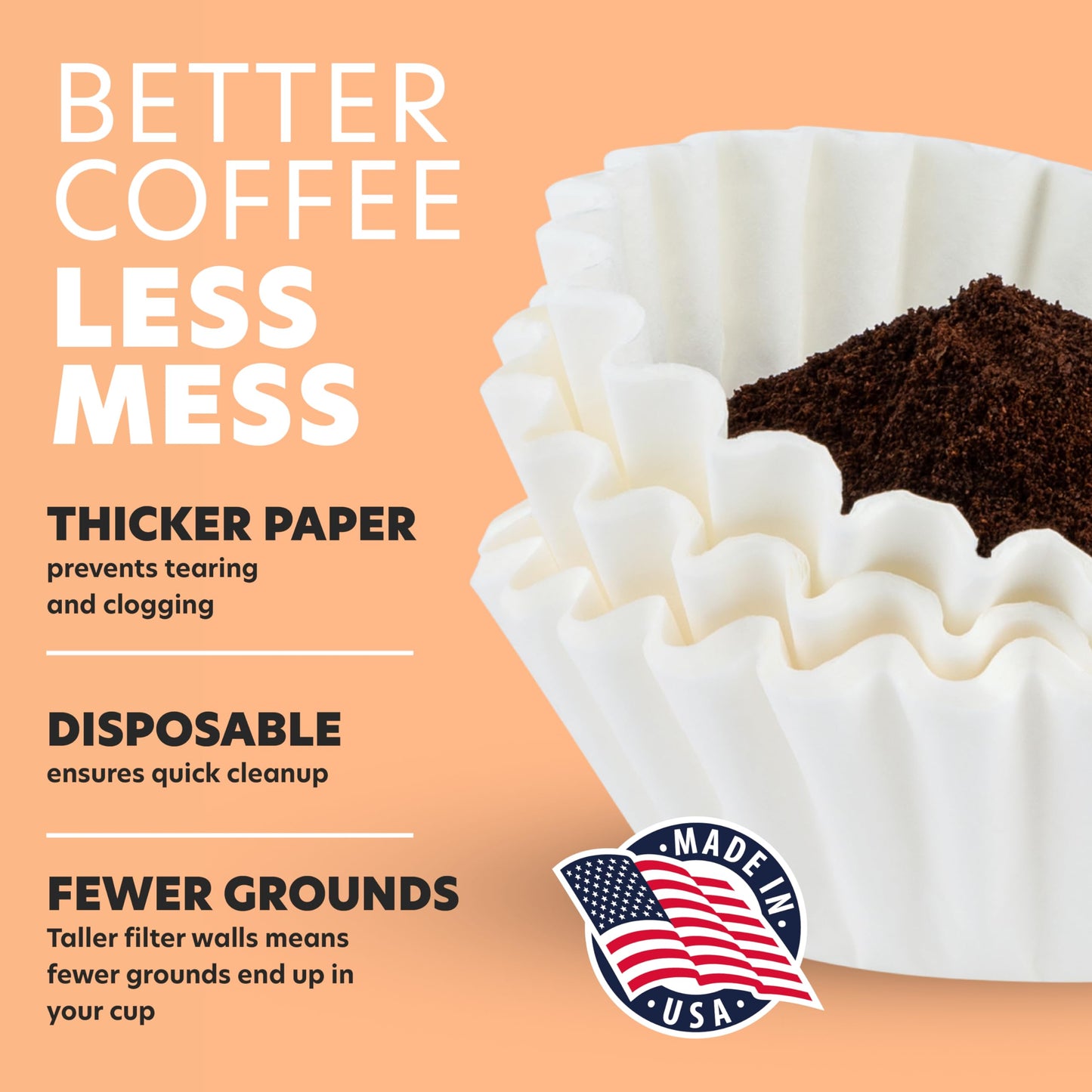 Tupkee Coffee Filters 4-6 Cups - 400 Count, Junior Basket Style, White Paper, Chlorine Free 5 Cup Coffee Filter, Made in the USA
