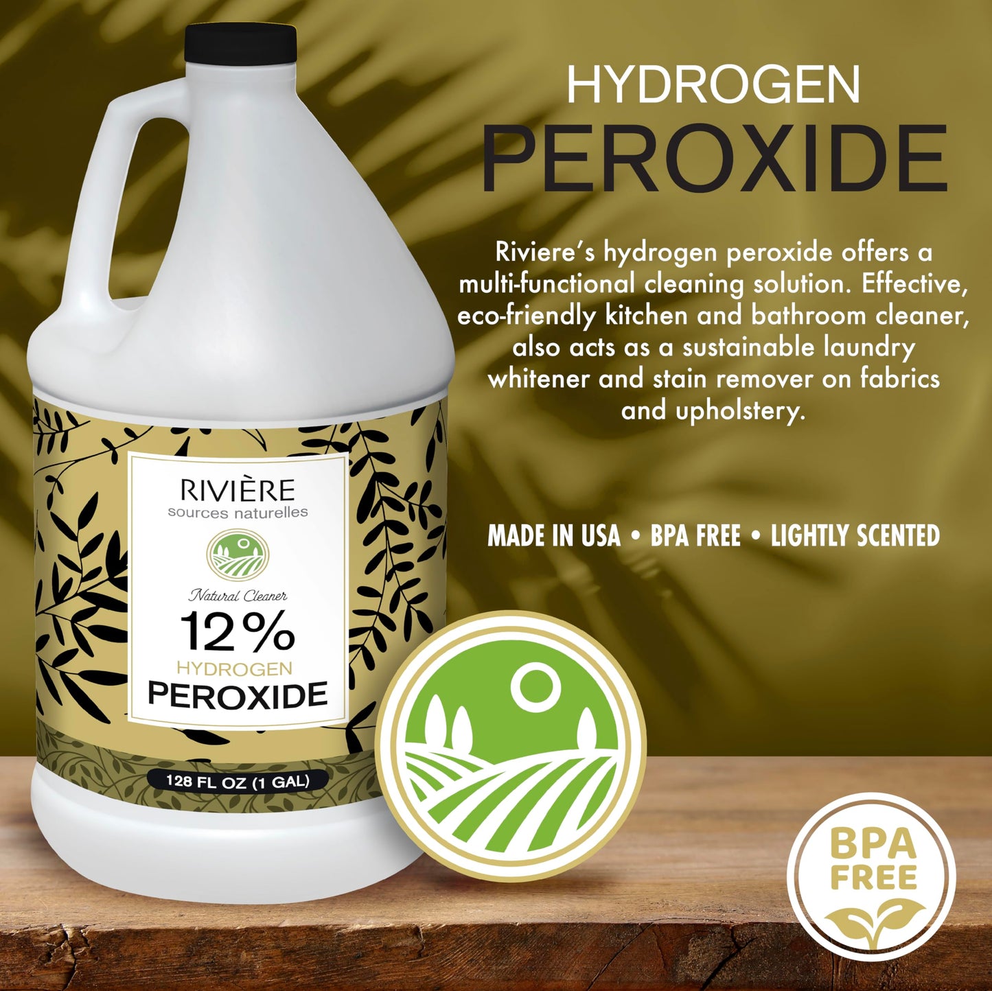 Rivière 12% Hydrogen Peroxide, 1 Gallon