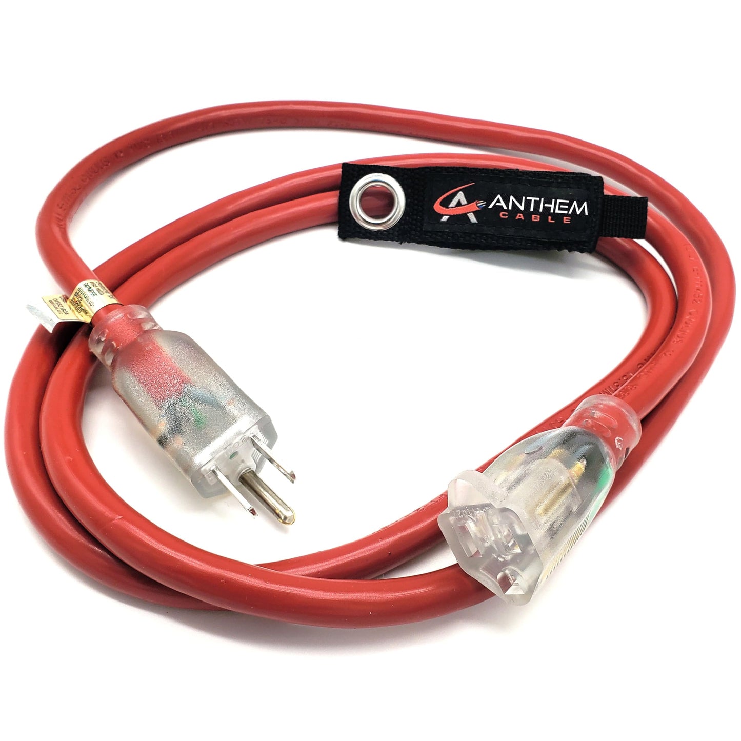 6 ft - 12 Gauge Extension Cord Outdoor - Made in USA - Lighted on Both Ends - Red Outdoor Extension Cord Waterproof by Anthem Cable - Heavy Duty Extension Cord