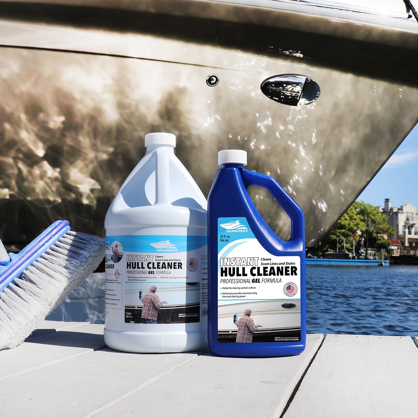 Seaworks Instant Boat Hull Stain Remover, Gel Cleaner - Remove Stains, Gallon