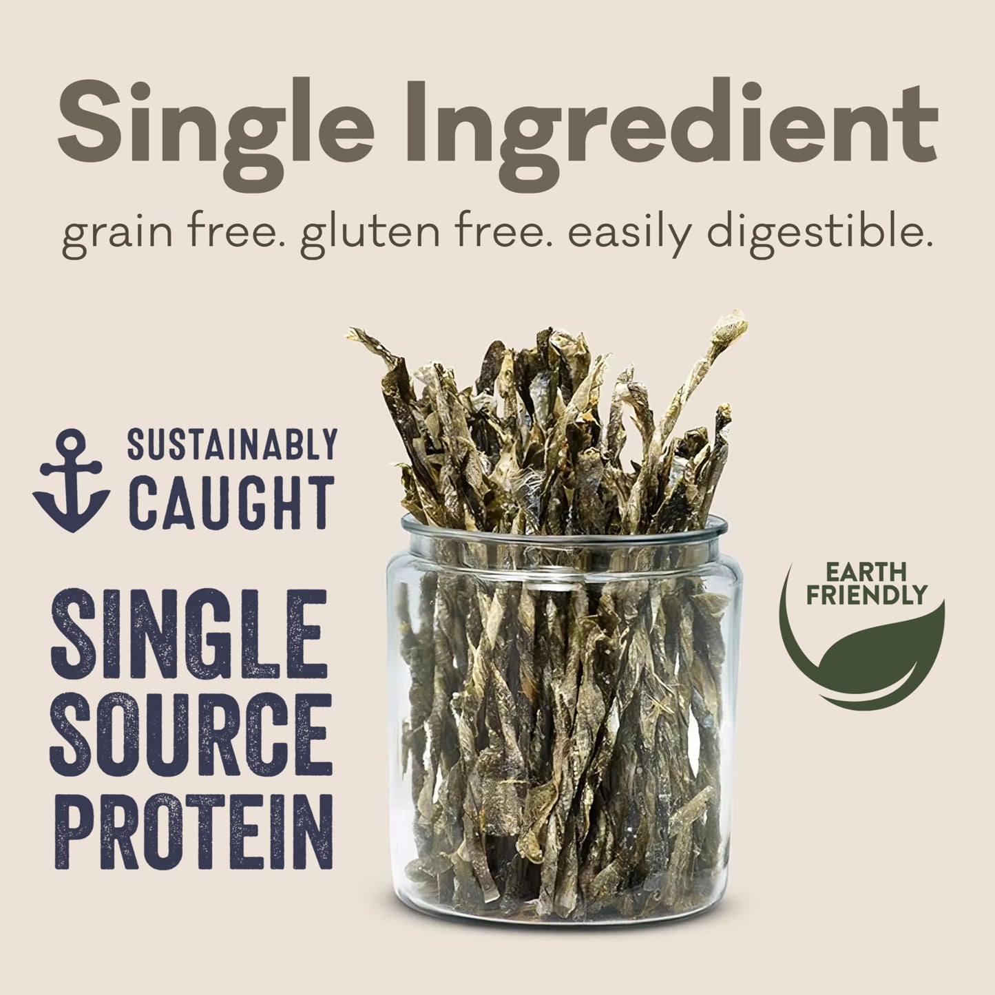 Polkadog Cod Skins Dog Treat - Lean Protein, Made in USA, Single-Ingredient, Grain & Gluten Free, for All Breeds - Crunchy Fish Skin Treat for Teeth Health