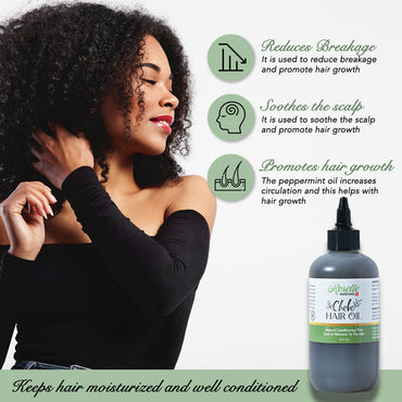 Roselle Naturals Chebe Oil for Hair Growth for Black Women, Chebe Oil Hair Growth Products Made in USA 8 Fl Oz - Chebe Powder Chebe Hair Grease for Stronger, Longer, Thicker Hair.