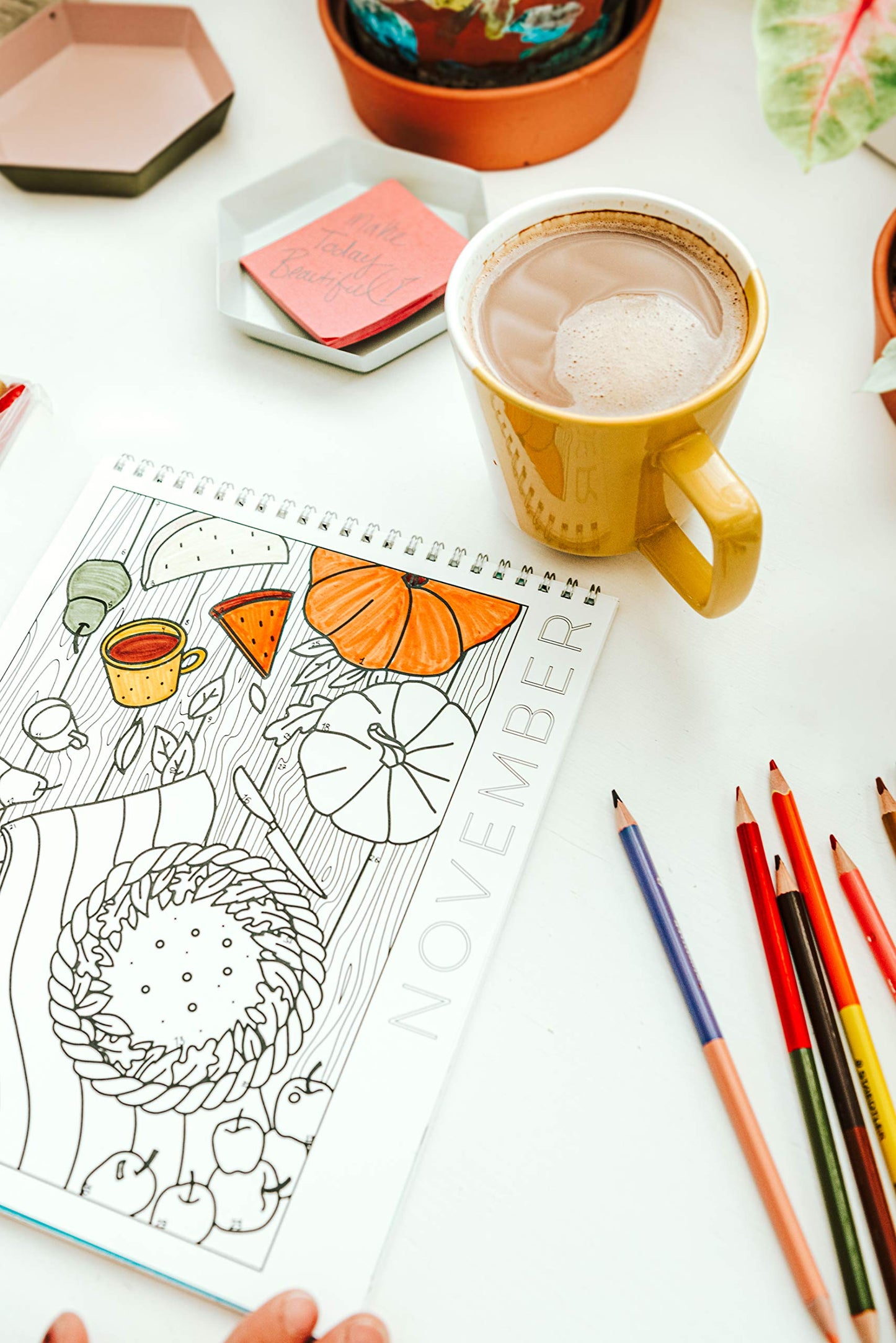 A Brighter Year Adult Coloring Book Perpetual Calendar – Creative & Mindful 12-Month Undated Coloring Calendar for Adults & Kids – Thick Paper + Lay Flat Design