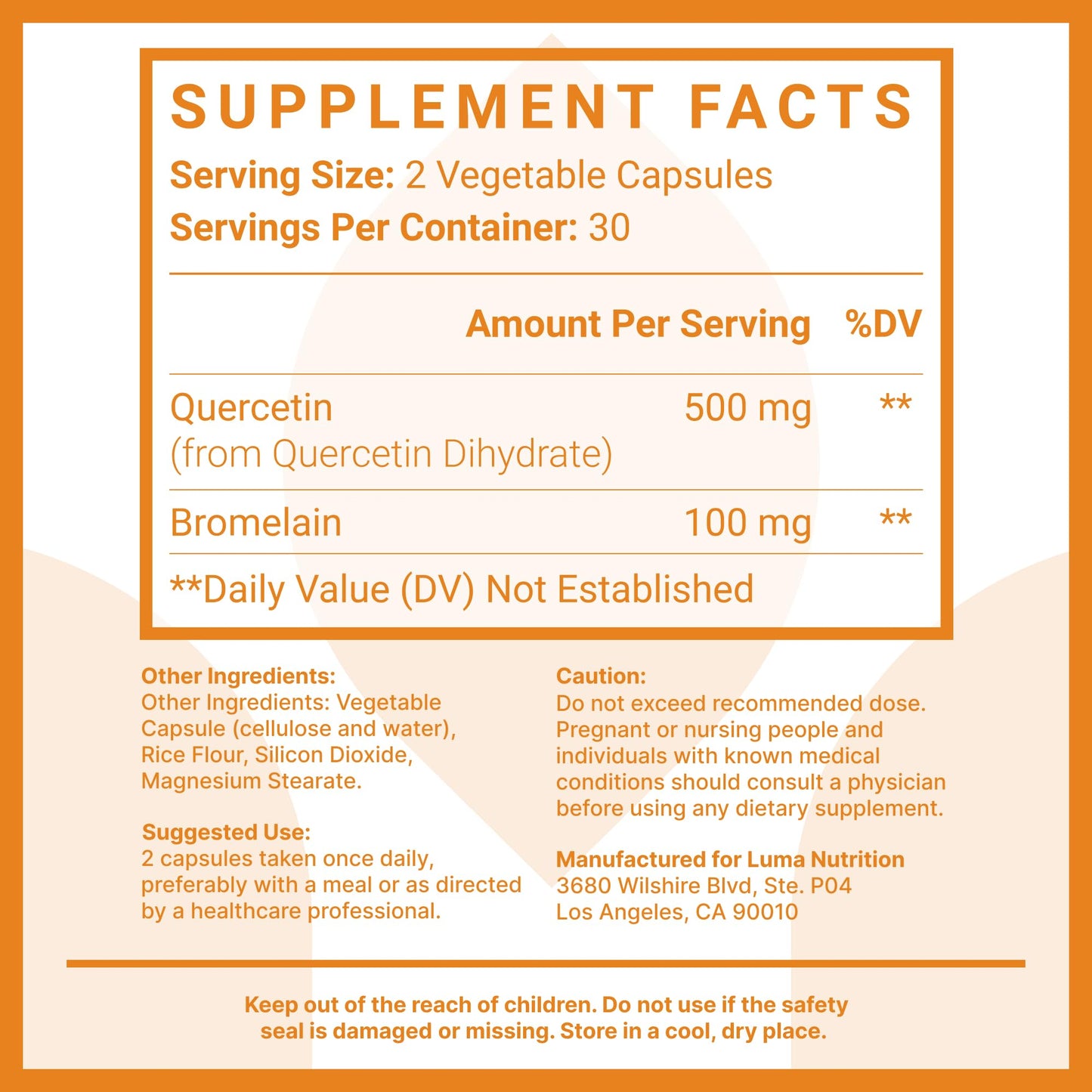 Luma Nutrition Quercetin 500mg - Quercetin with Bromelain Supplement - Antioxidant - Immune Support - Vegan & Gluten-Free - 60 Capsules