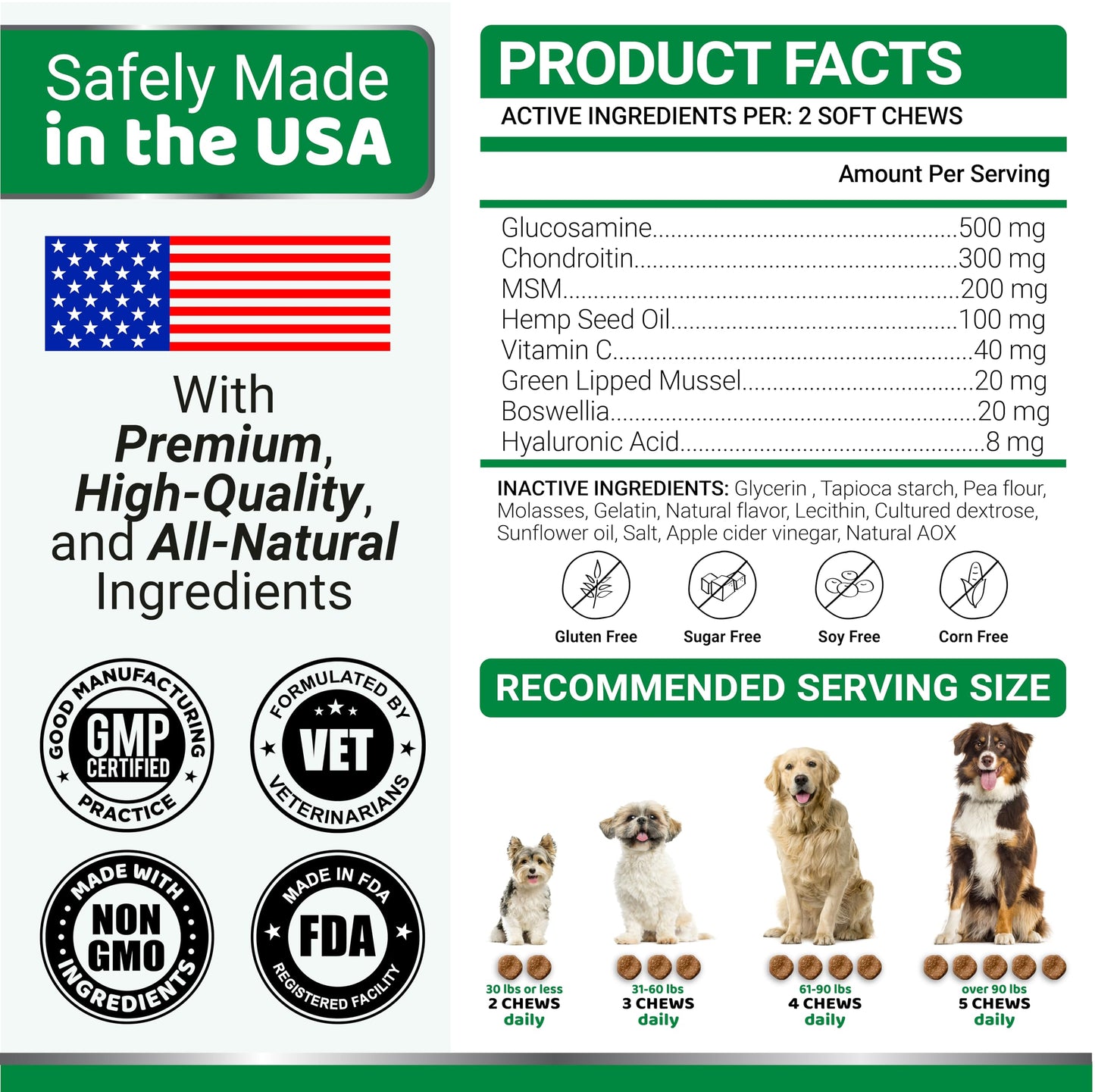 YUMA'S Hemp Hip and Joint Supplement for Dogs - Glucosamine for Dogs - Joint Pain Relief Chews - Chondroitin, MSM - Hemp Oil - Advanced Canine Health Supplement - Mobility Support Treats