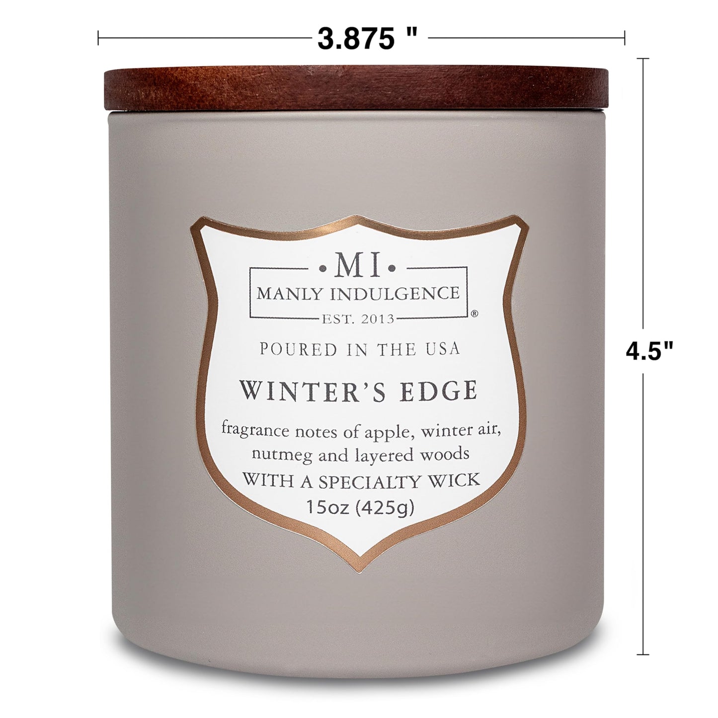 Manly Indulgence Winters Edge Scented Candles for Men, 15 oz Wooden Wick, Fathers Day Candle, 60H Burn, Candles for Home Scented - Made in The USA