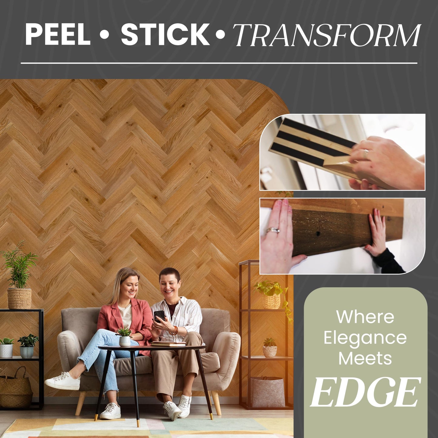 Timberchic 100% Wood Wall Planks - Made in USA - Peel-and-Stick Panels for Interior Decor - DIY Adhesive Wall Panels, Golden Oak (3" x 10 Sq Ft)