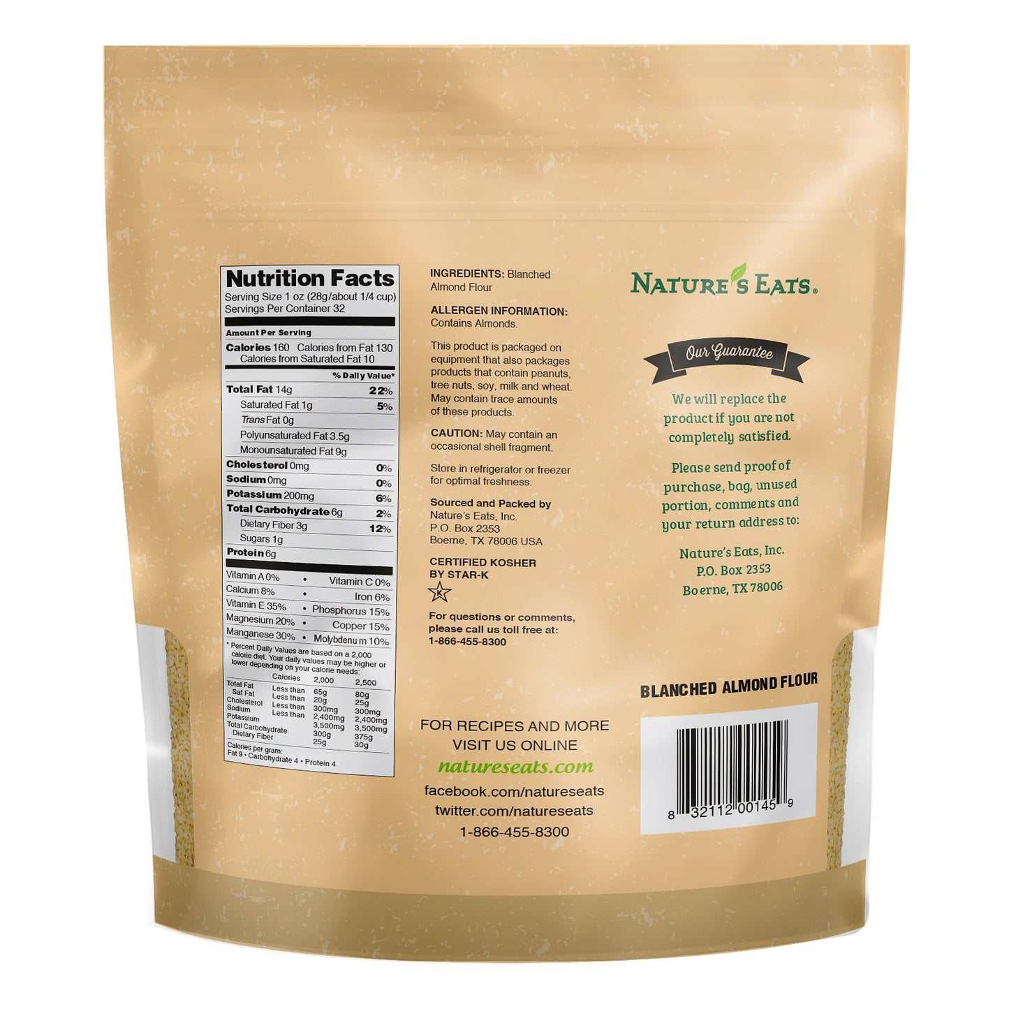 Nature's Eats Blanched Almond Flour, 32 Ounce (Pack of 2)