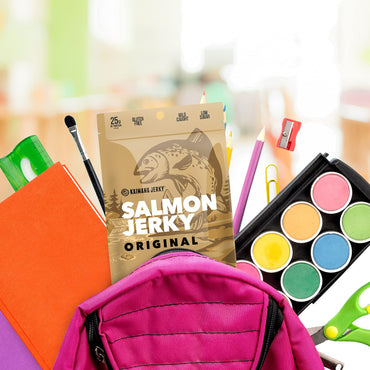 Kaimana Jerky Wild Caught Salmon Jerky - Organic Gourmet Smoked Dried Fish Strips Rich in Omega-3 & Protein - Low-Calorie Snack with No Gluten, Less Sodium & Sugar - Original Flavor - 2oz Pack