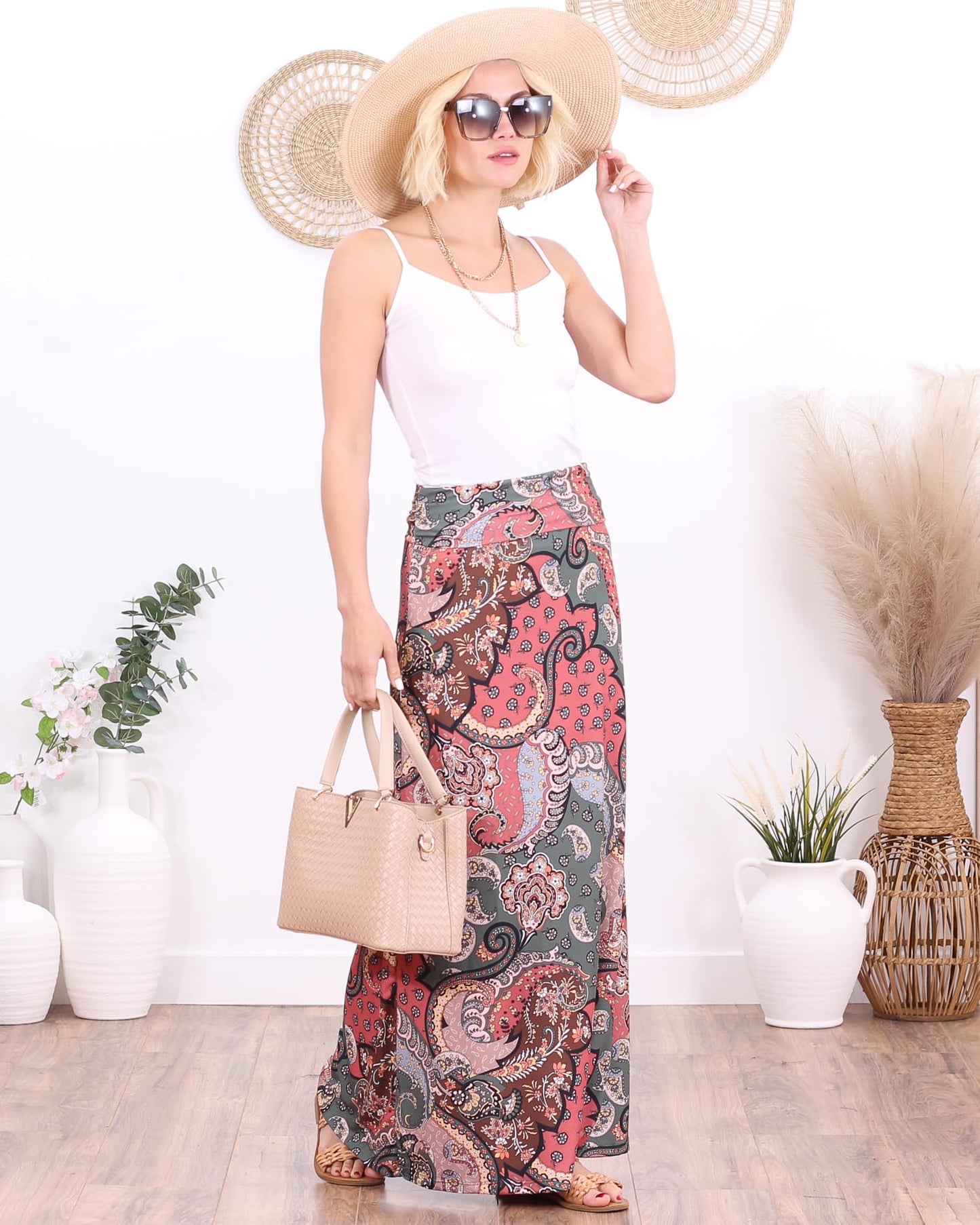 Popana Womens Long Maxi Skirt Casual Convertible Sundress Made in USA