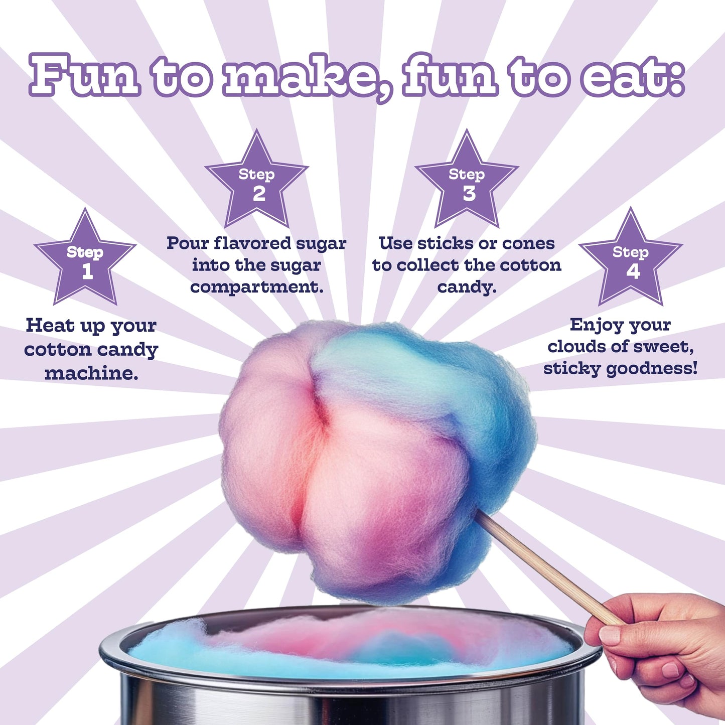 Premium America Grape Cotton Candy Floss Sugar Carnival-Style Fluffy Fun, Pre-Mixed & Ready to Use for Parties, Events & Festivals 3.25 lb Cartons Case of 3
