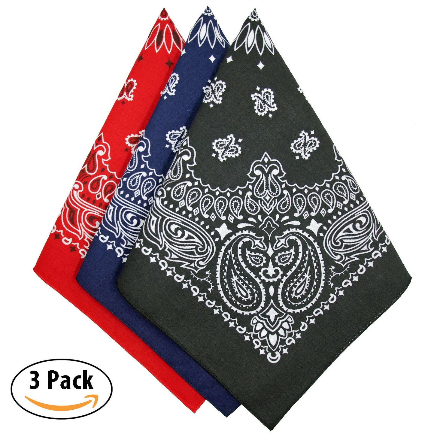 American Heritage Cotton Bandanas - Made in USA - Sold by Vets - Pack of 3