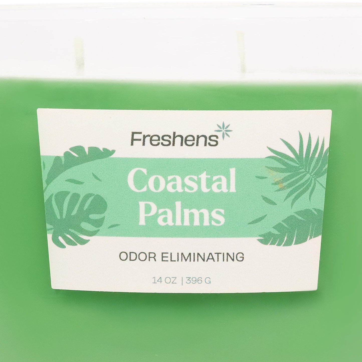 Carolina Freshens Coastal Palms Odor Eliminating Highly Fragranced Candle for Home Scented, Eliminates 90% of Pet, Smoke, Food and Other Smells Quickly, 2 Wick, 14 oz - Made in The USA