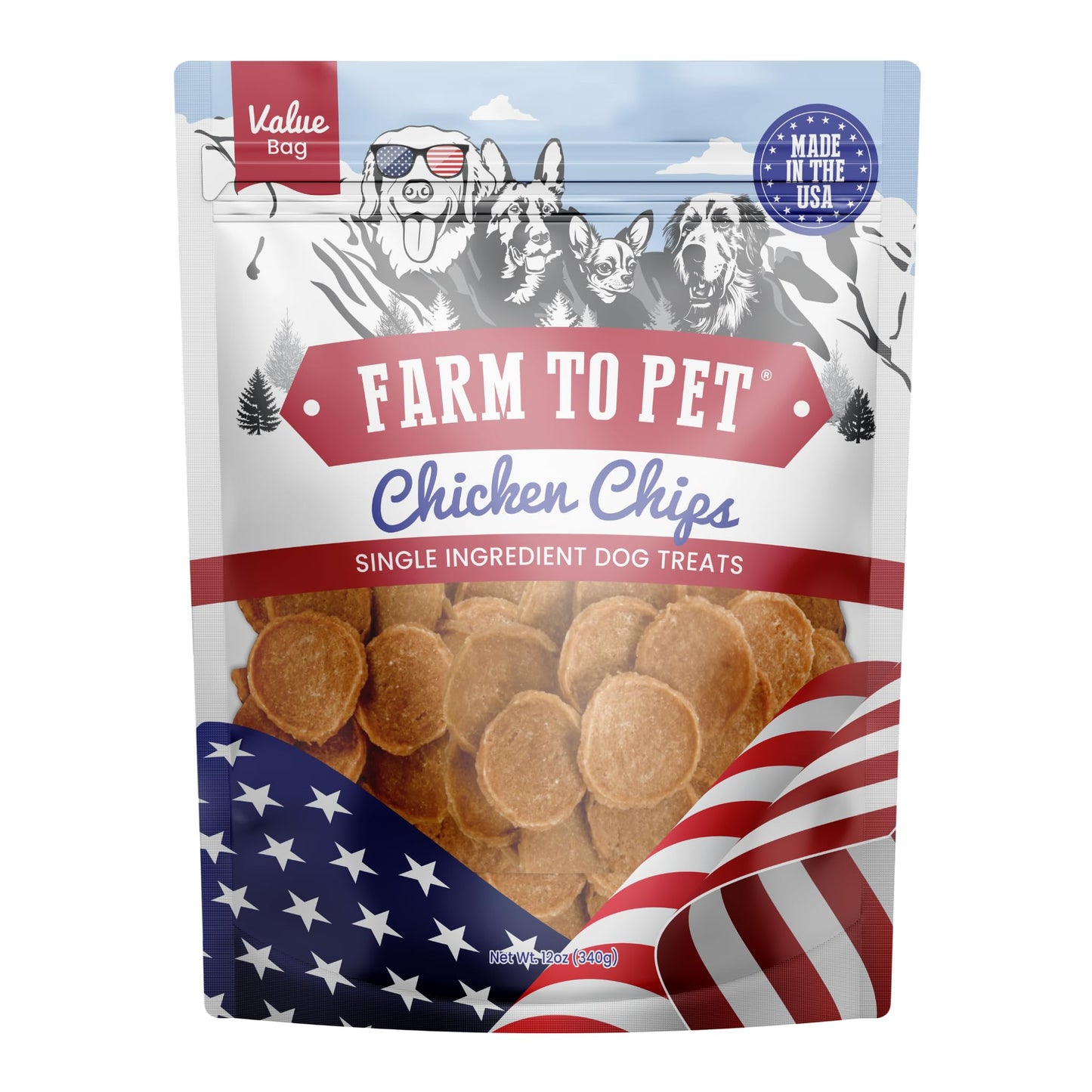 Farm To Pet - Dog Training Treats - Chicken Chips, Single Ingredient, Lean, All Natural, Healthy Dog Treats for Small, Medium, Large Breeds, & Puppies, Made in USA