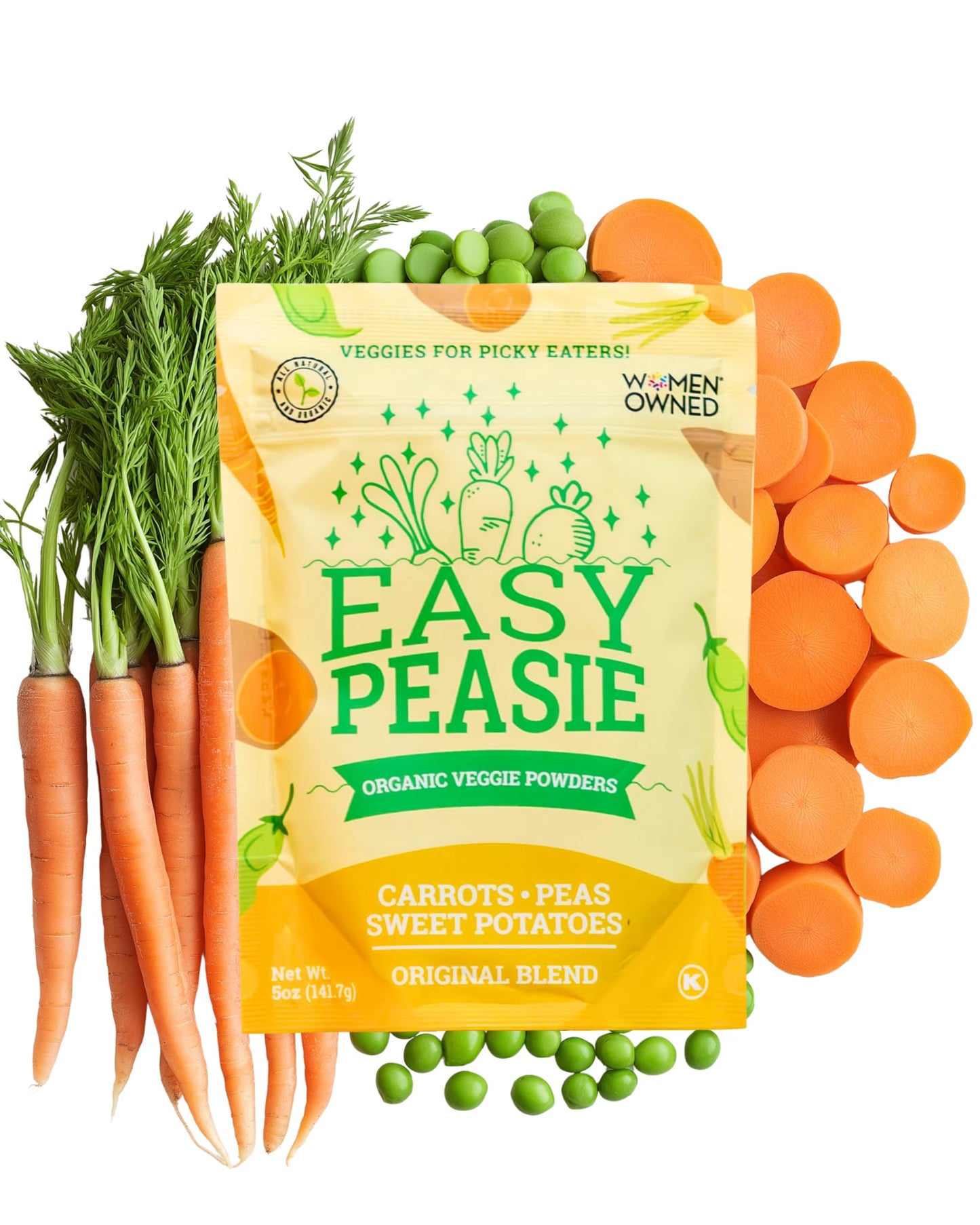 EasyPeasie Organic Veggie Powder Blends for Kids and Picky Eaters | Natural Vegetable Powder Supplement for Meals and Smoothies (Original 5oz Pouch)