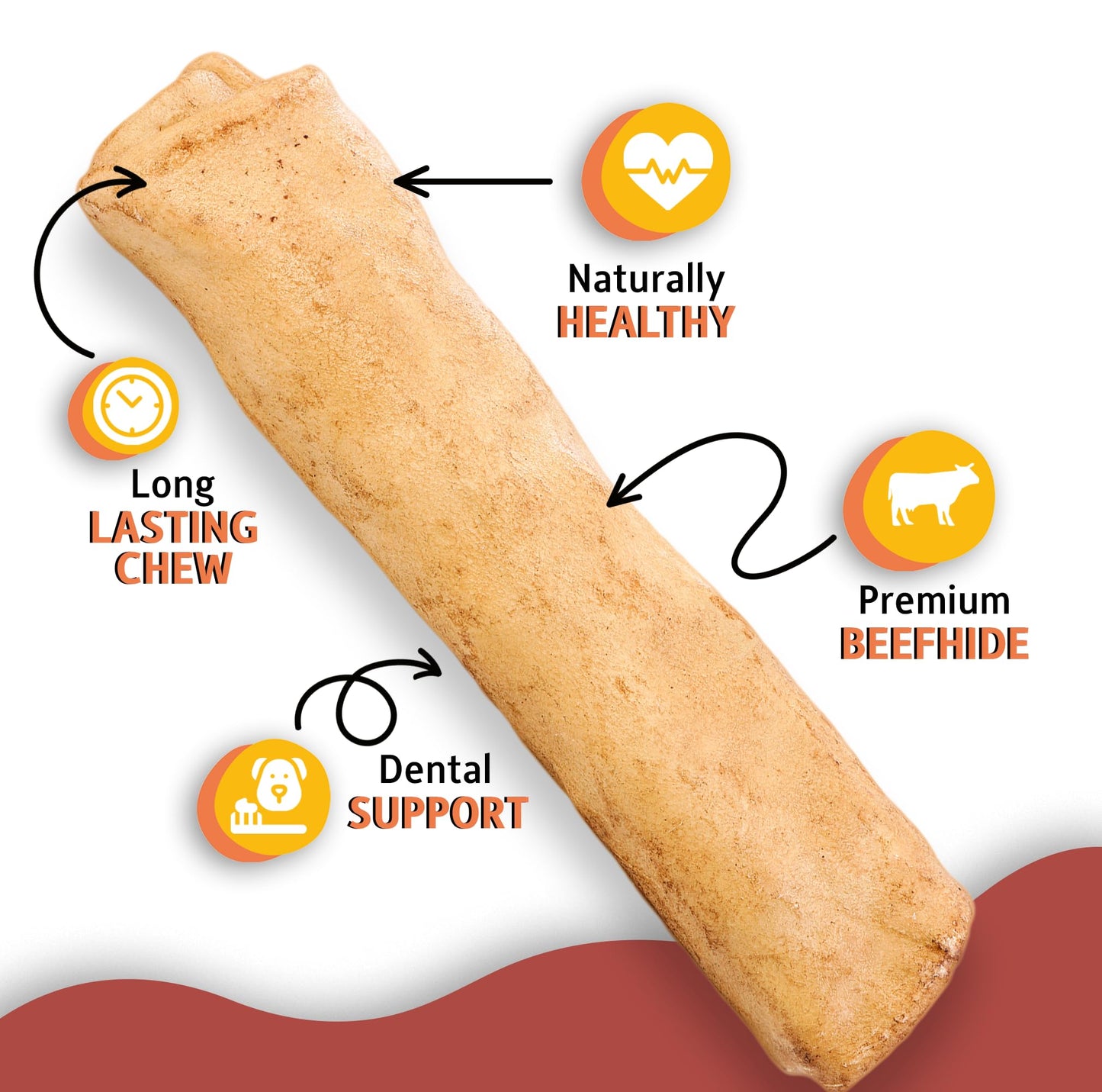 Canine Chews 10-11" Beef-Basted MEGA Retriever Rolls (10 Pack) Natural Rawhide for Big Dogs - Long-Lasting Dog Chew Treats for Aggressive Chewers - Odor-Free - Extra-Large