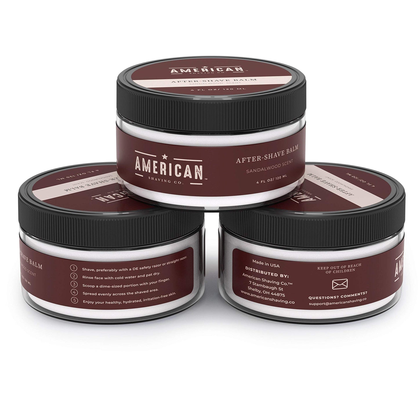 American Shaving Co. After Shave Balm for Smooth (Sandalwood Scent), Soothes and Moisturizes Face After Shaving, Treats Redness & Razor Burn, Post Shave Lotion 4 Oz