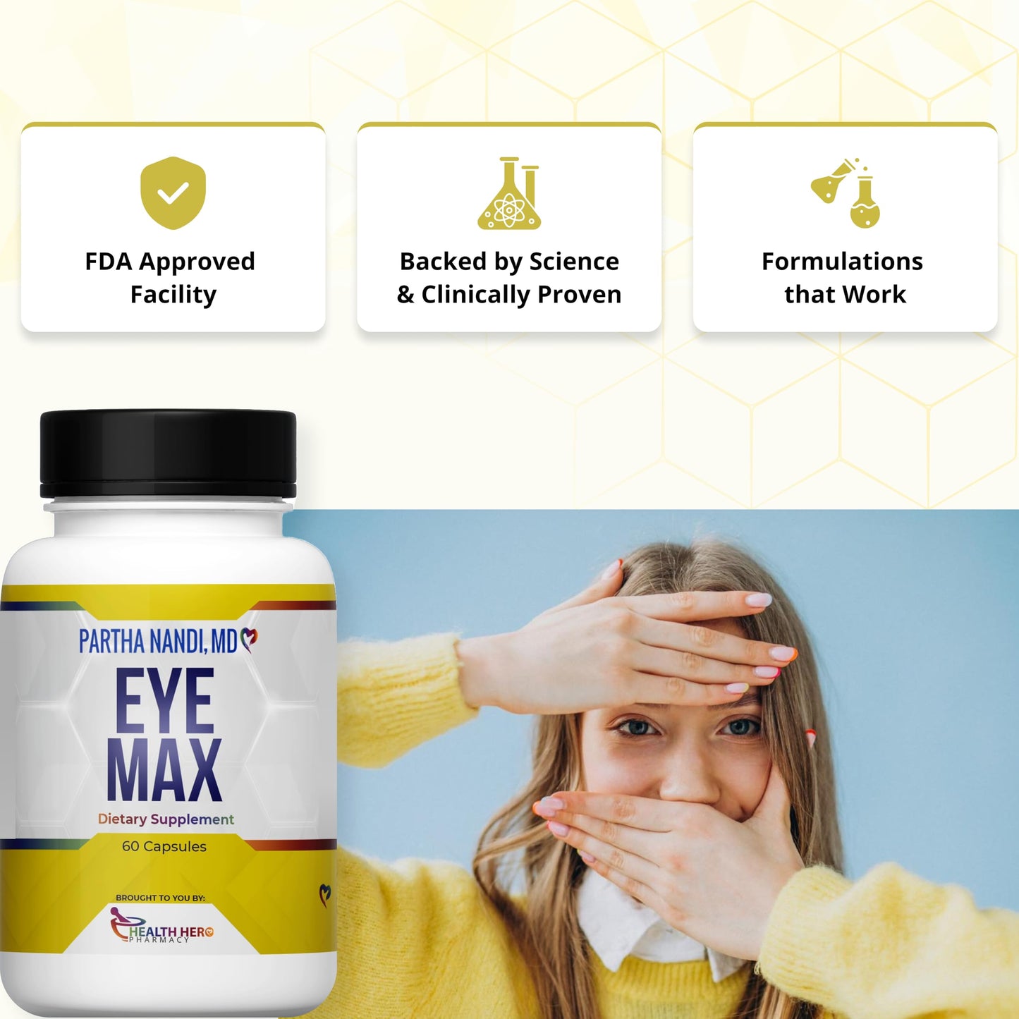 Dr. Nandiโs Eye Max Vision Supplement โ Lutein, Zeaxanthin, Lycopene, Zinc โ Eye Vitamins for Macular & Retina Support โ Blue Light Protection, Visual Clarity & Antioxidant Support โ 60 Vegan Capsules