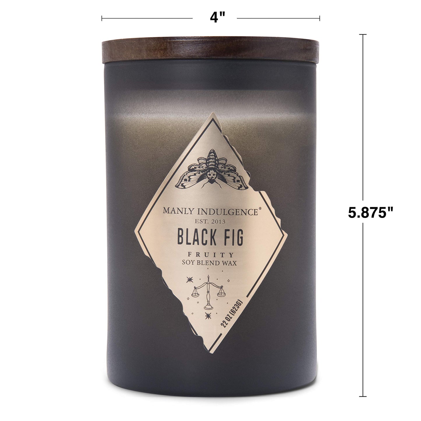 Manly Indulgence Black Fig Scented Jar Candle, Rebel Collection, 2 Wick, Black, 22 oz - Up to 120 Hours Burn