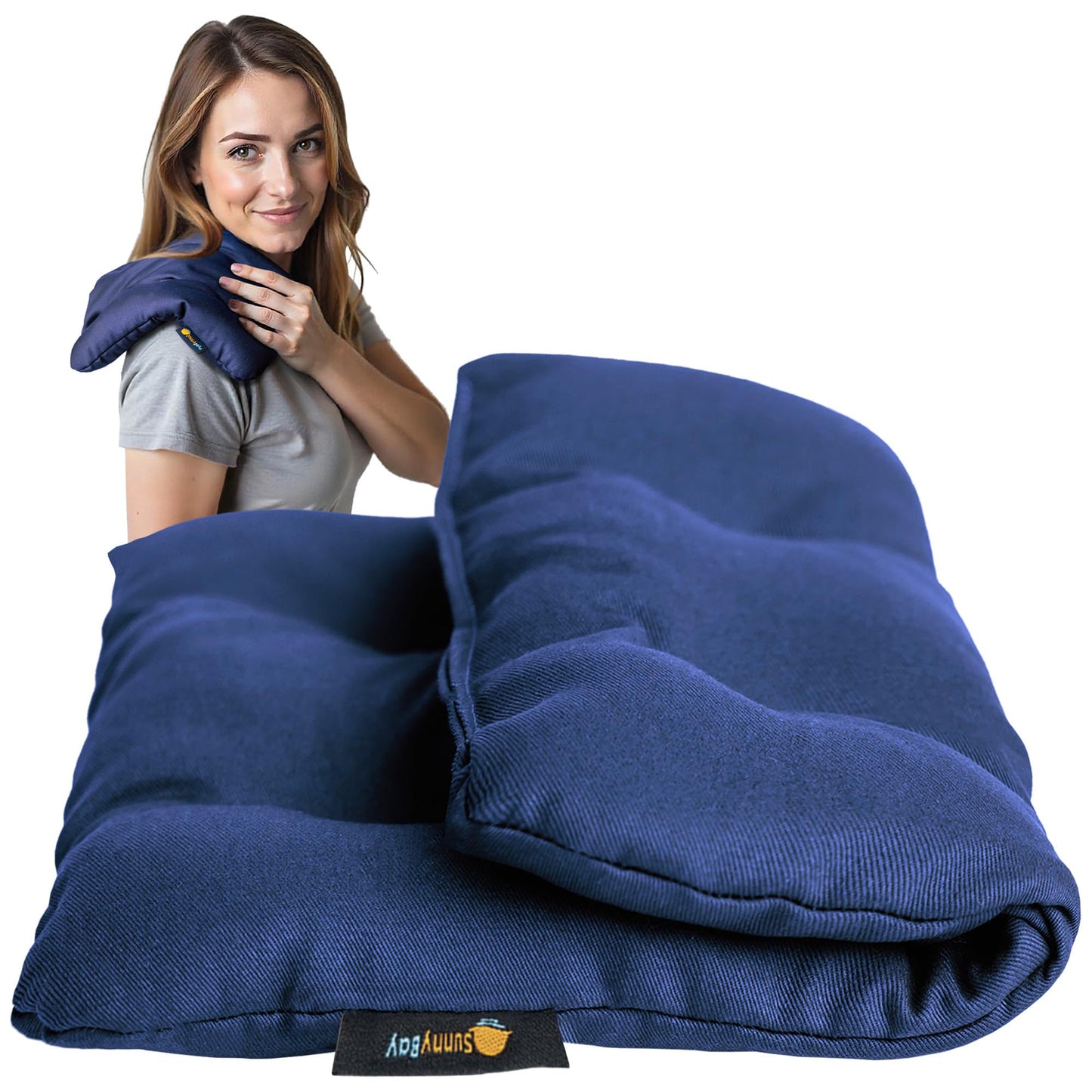 SunnyBay USA-Made 4-lbs Lava Sand Microwave Heating Pad with Organic Cotton Fabric for Cramps and Body Pain, Superior Heat Retention, Washable, Odorless, Weighted, 8x12 Inches.