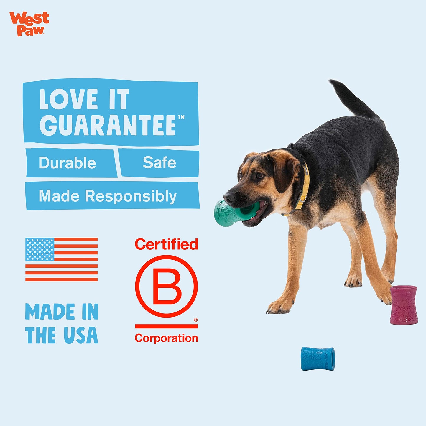 WEST PAW Funnl Dog Chew Toy - Interactive Treat Toys for Dogs - Toy Fillable with Earth Animal No-Hide Chews - Large 4.25" Tropic Red | Made in USA