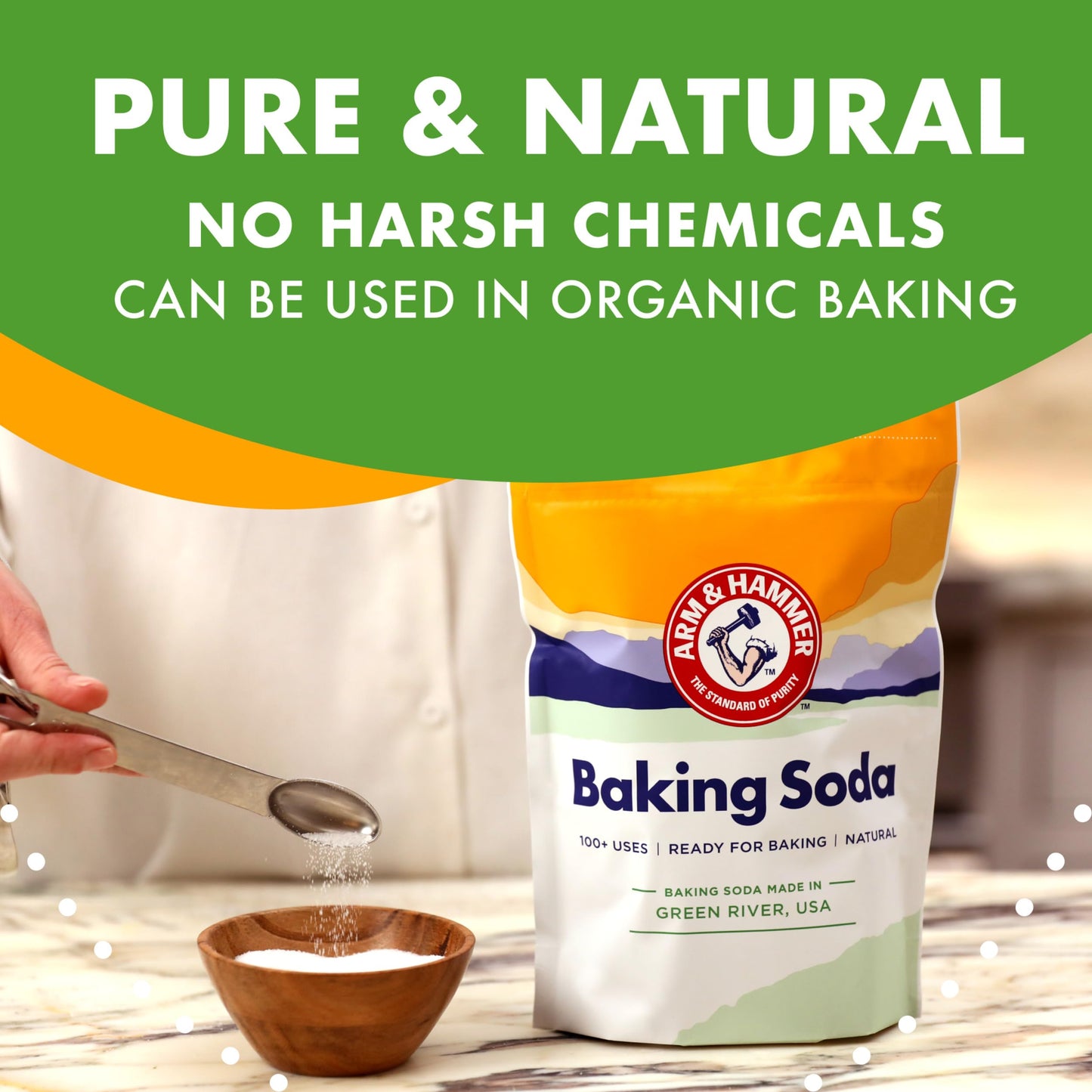 ARM & HAMMER Baking Soda Made in USA, Ideal for Baking, Pure & Natural, 2.7lb Bag