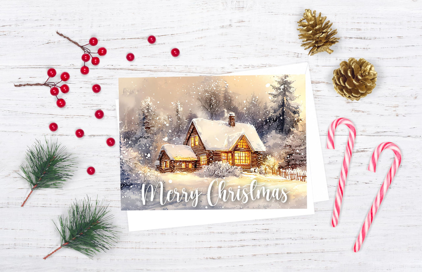 JBH Creations Winter Cabin Christmas Card - Pack of 24
