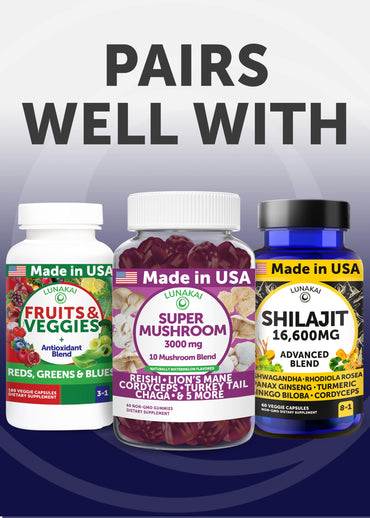 Lunakai USA Made Natural Testosterone Booster for Men with Tongkat Ali, Ashwagandha & Shilajit - Testosterone Supplement for Strength, Energy & Stamina, 60ct