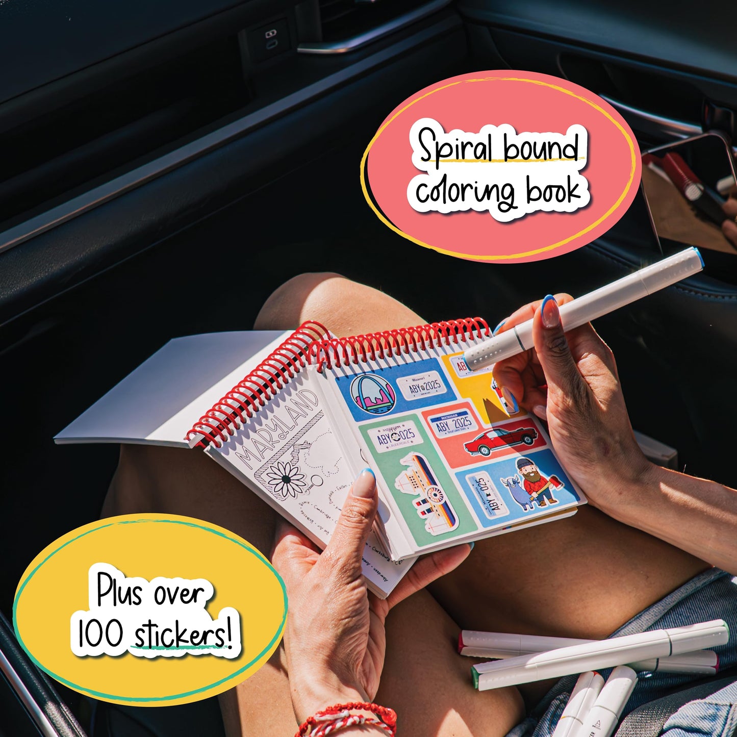 A Brighter Year Roadtrip Trinkets Deluxe Spiral Coloring and Sticker Book