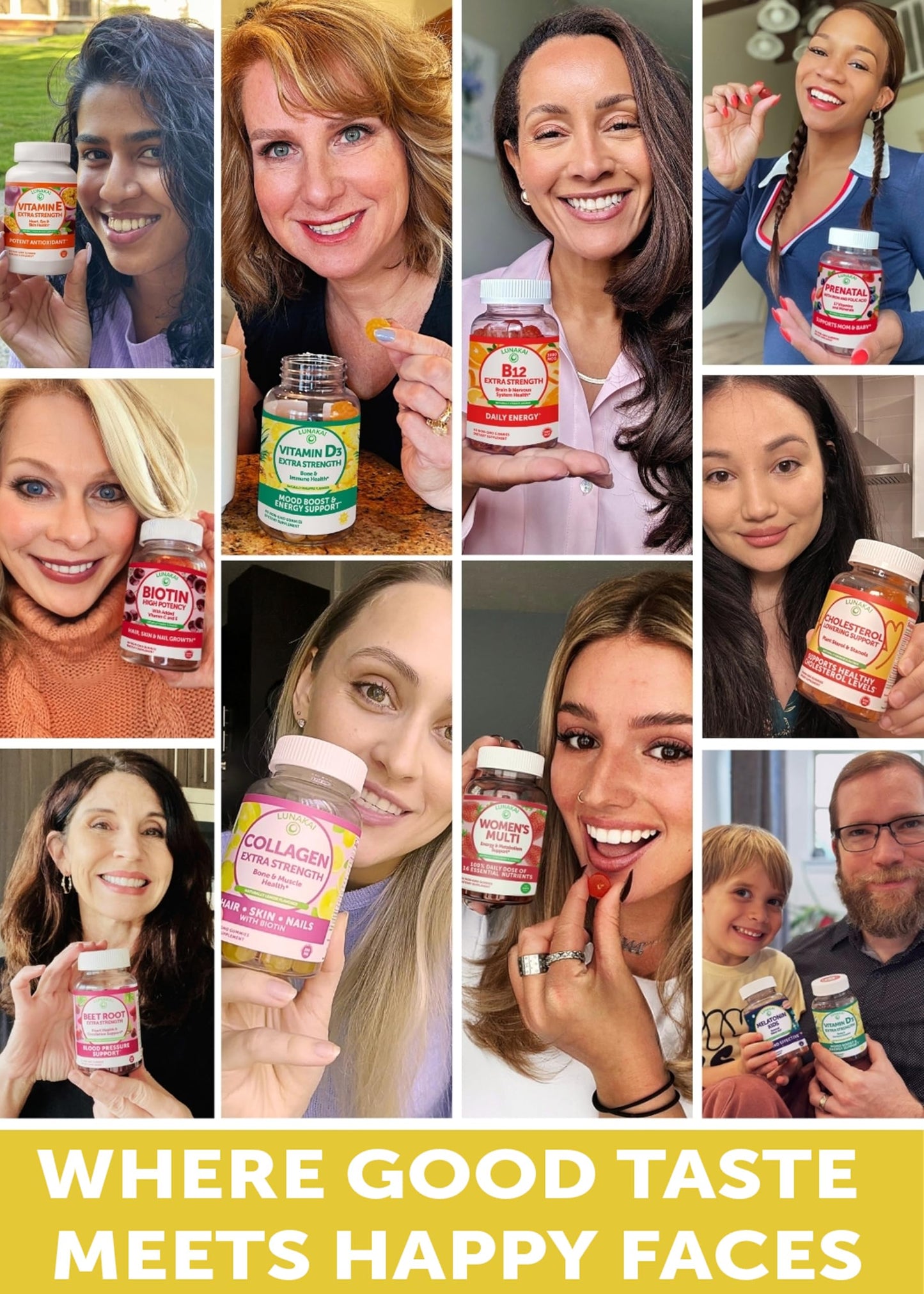Lunakai Collagen Gummies - Tastiest Proprietary Formula - 200mg Hydrolyzed Collagen Gummies for Women and Men with Biotin, Zinc, Vitamin C and E - Non-GMO Anti Aging Supplement for Women - 6 Pack