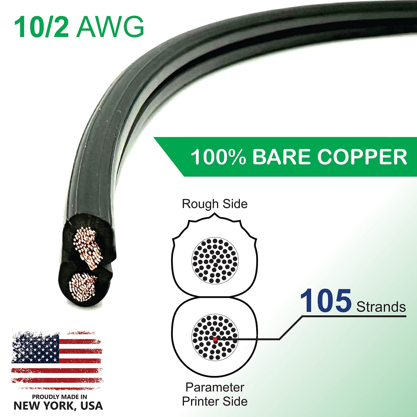 NATIONAL Wire&Cable 10/2 Low Voltage Landscape Lighting Wire - Made in USA - 10-Gauge 2-Conductor - 50 Feet