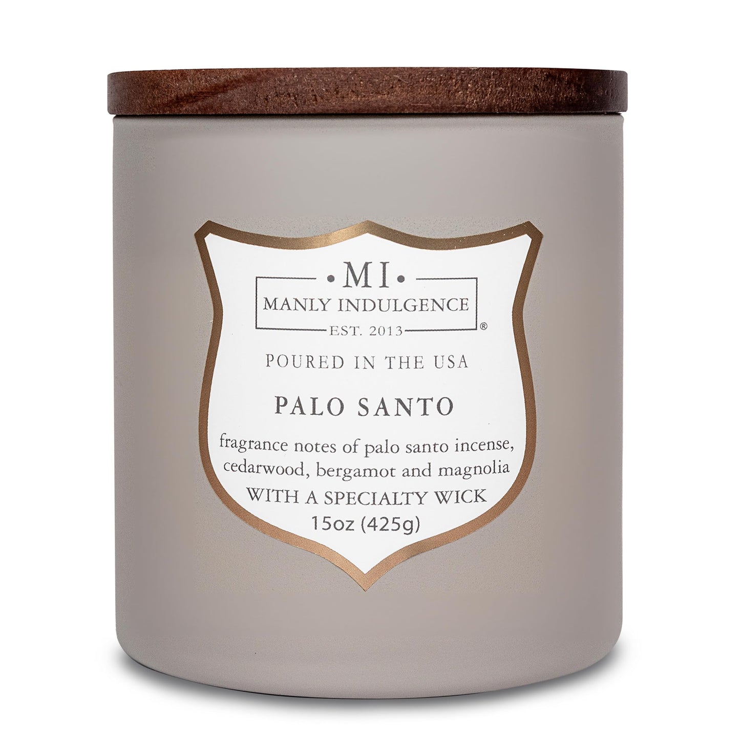 Manly Indulgence Palo Santo Scented Candles for Men, 15 oz Wooden Wick, Fathers Day Candle, 60H Burn, Candles for Home Scented - Made in The USA