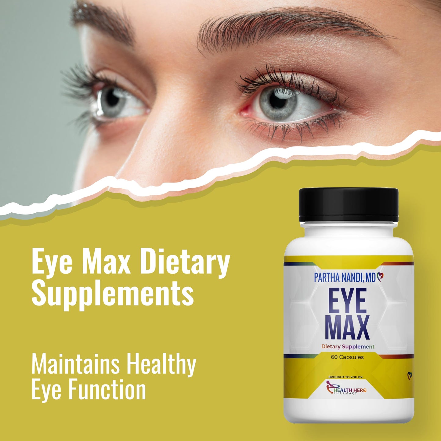 Dr. Nandiโs Eye Max Vision Supplement โ Lutein, Zeaxanthin, Lycopene, Zinc โ Eye Vitamins for Macular & Retina Support โ Blue Light Protection, Visual Clarity & Antioxidant Support โ 60 Vegan Capsules