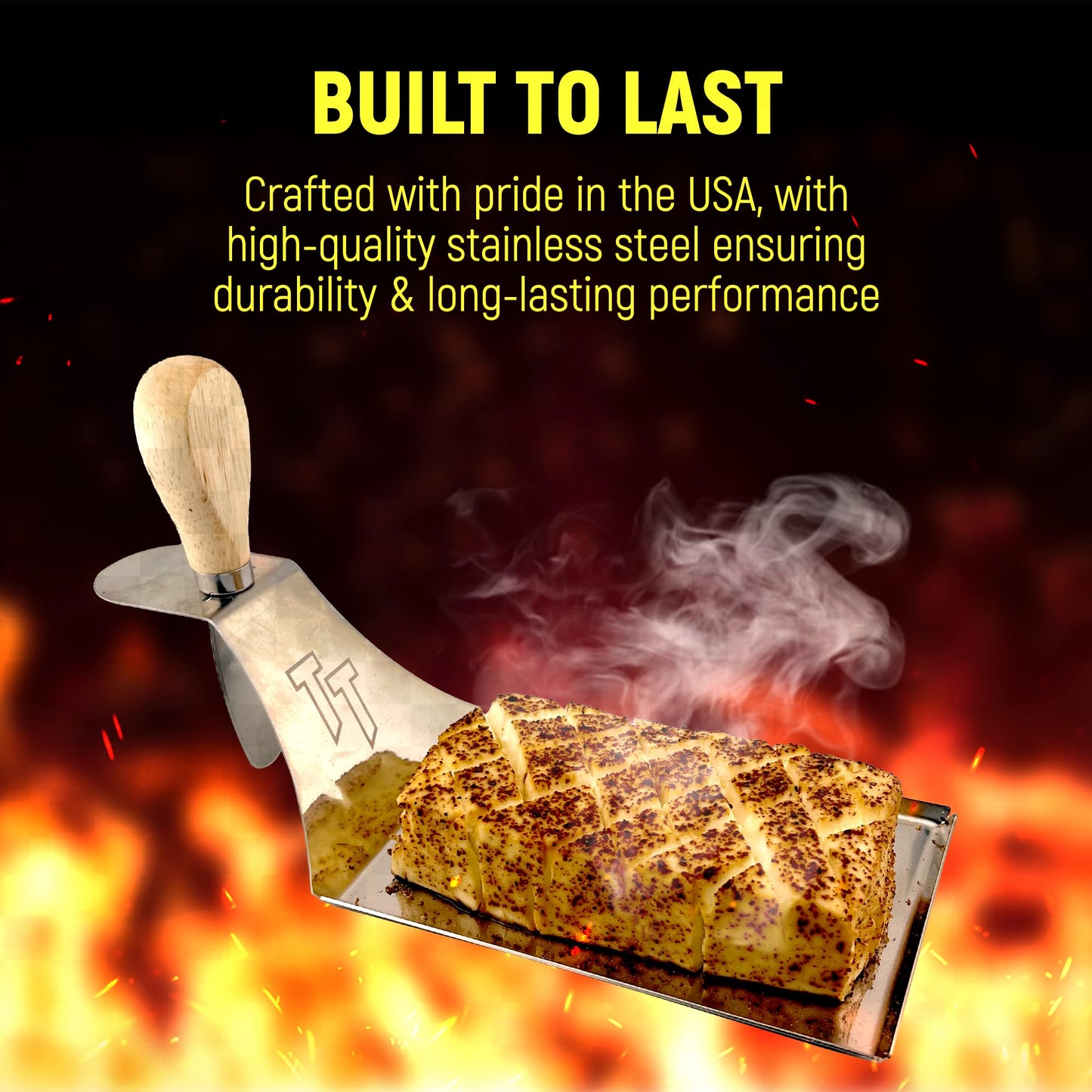 Turbo Trusser I Cream Cheese Platter with Serving Knife I Easily Smoke Cream Cheese I Perfect for Smoker, Grill, & Oven I Dishwasher Safe I Made in USA I 1 Platter