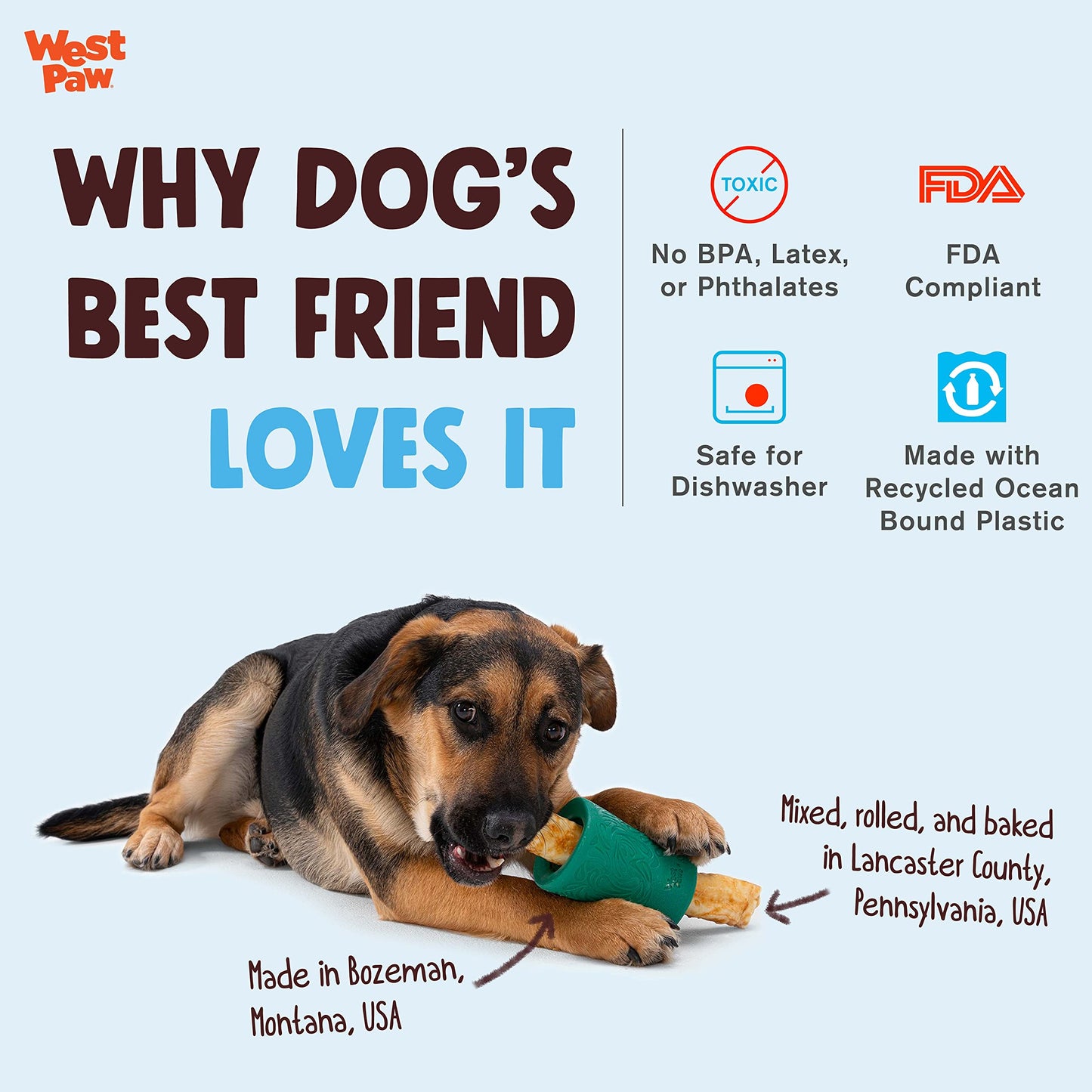 WEST PAW Funnl Dog Chew Toy - Interactive Treat Toys for Dogs - Toy Fillable with Earth Animal No-Hide Chews - Large 4.25" Tropic Red | Made in USA
