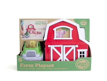 Green Toys Farm Playset - 13 Piece Pretend Play, Motor Skills, Language & Communication Kids Role Play Toy. No BPA, phthalates, PVC. Dishwasher Safe, Recycled Plastic, Made in USA, Red