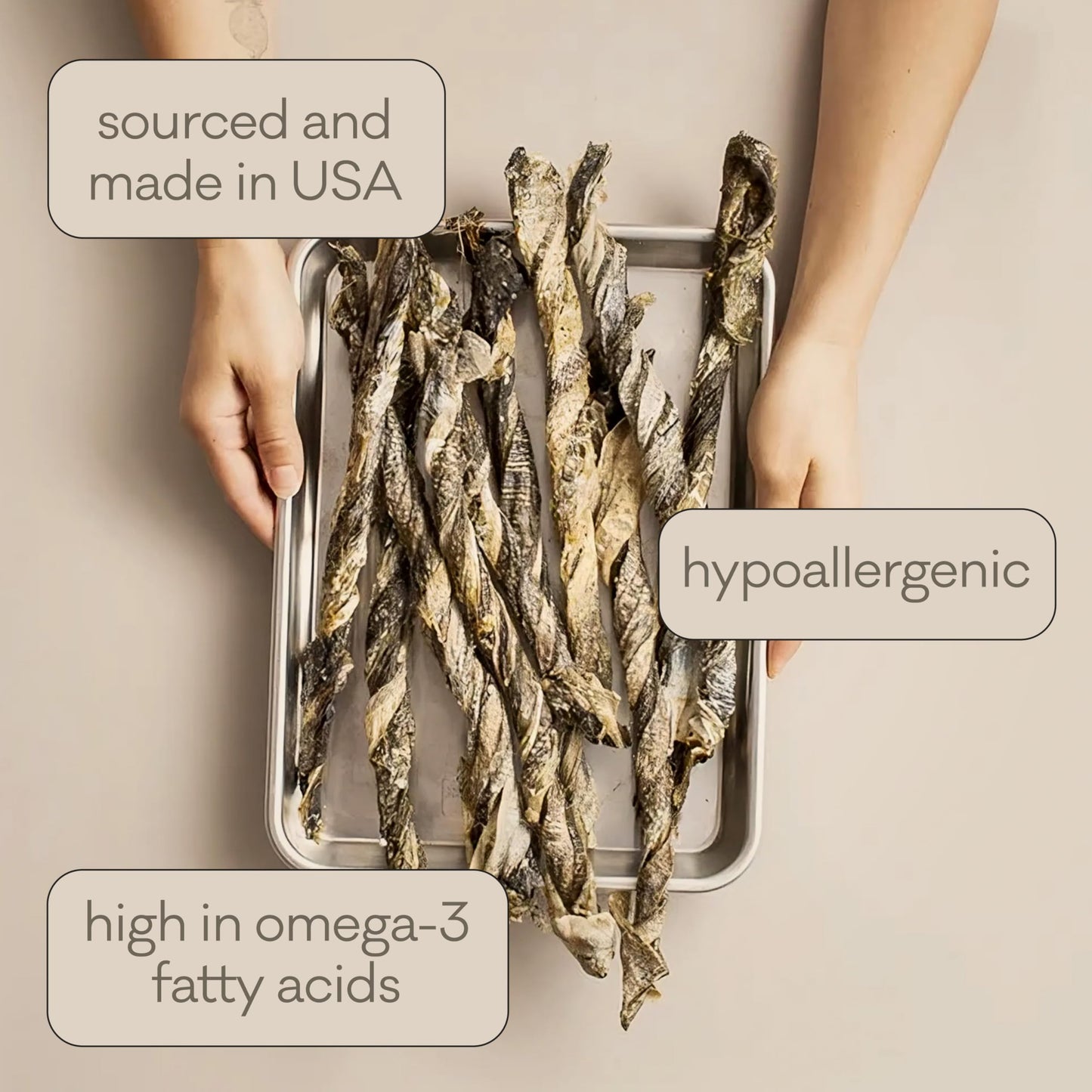 Polkadog Cod Skins Dog Treat - Lean Protein, Made in USA, Single-Ingredient, Grain & Gluten Free, for All Breeds - Crunchy Fish Skin Treat for Teeth Health