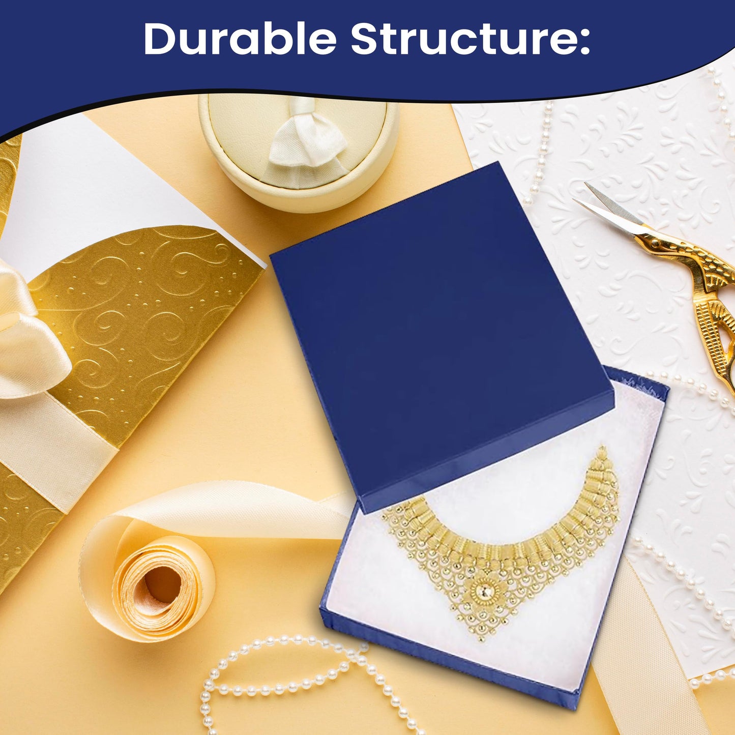 Novel Box 8 Pack Blue Jewelry Gift Box 7x5x1.25in with Cotton Filled | Cardboard Jewelry Box | Gift Boxes with Lids Made in USA | Boxes for Bracelet Necklace Ring Earrings