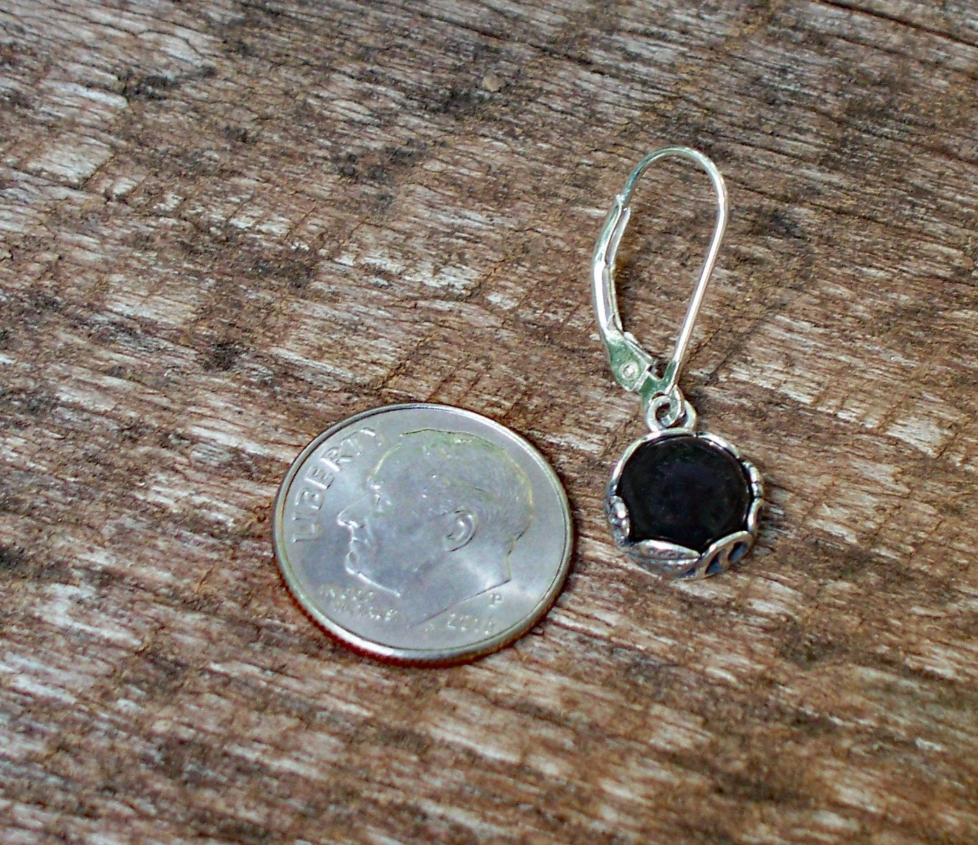 Bottled Up Designs Handmade Vintage White Leverback Botanicals Earrings, Sterling Silver, Eco Friendly, Made in USA, Birthday Gifts, Mothers Day, Women, Anniversary (Black Depression Glass)