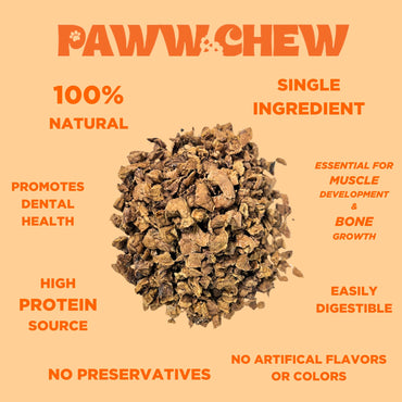 PAWW CHEW Beef Lung Dog Treats, 100% Natural, Single Ingredient, Made in The USA, Dried & Dehydrated, High Protein, High Value Dog Training Treats, Grain Free, Low-Odor Free for All Breeds