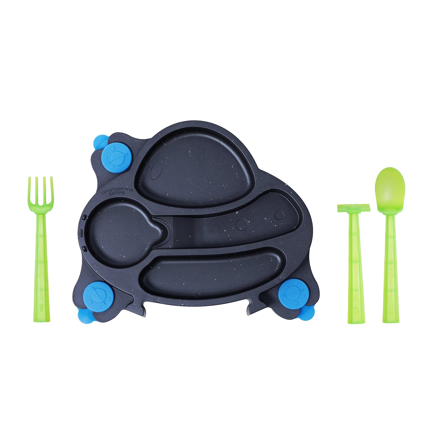 Constructive Eating Made in USA | Constructive Baby | Spacedust UFO Plate | Divided Suction Plate for Babies, Infants, and Kids – Made with Materials Tested for Safety