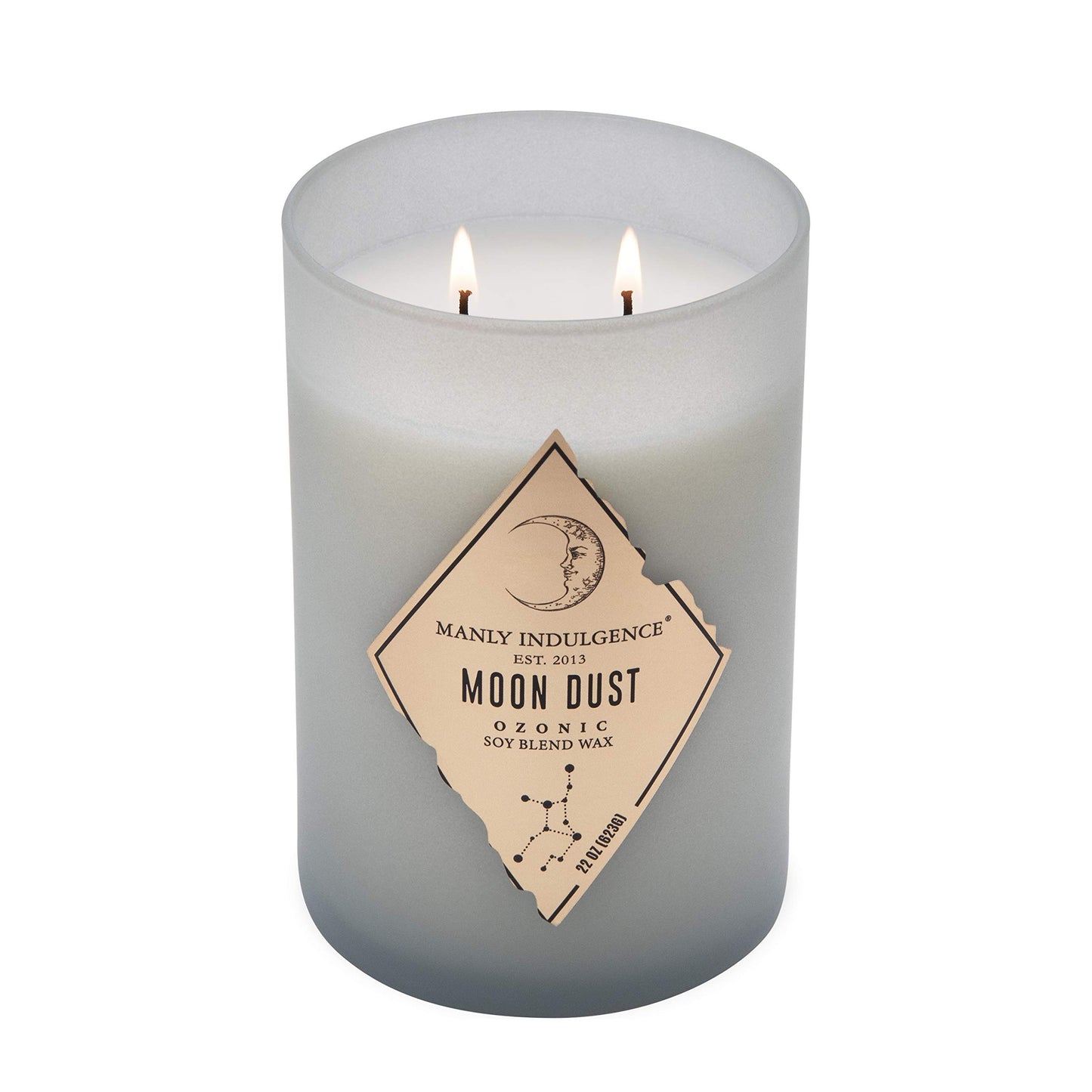 Manly Indulgence Moon Dust Scented Jar Candle, Rebel Collection, 2 Wick, Blue, 22 oz - Up to 120 Hours Burn