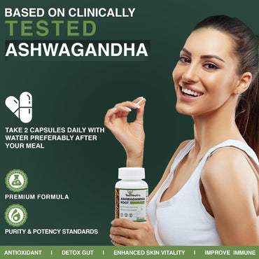 TEX NEWTRA KSM-66 Ashwagandha Root Extract 600mg, 60 Capsules - 5% Withanolides - Full-Spectrum Root Extract