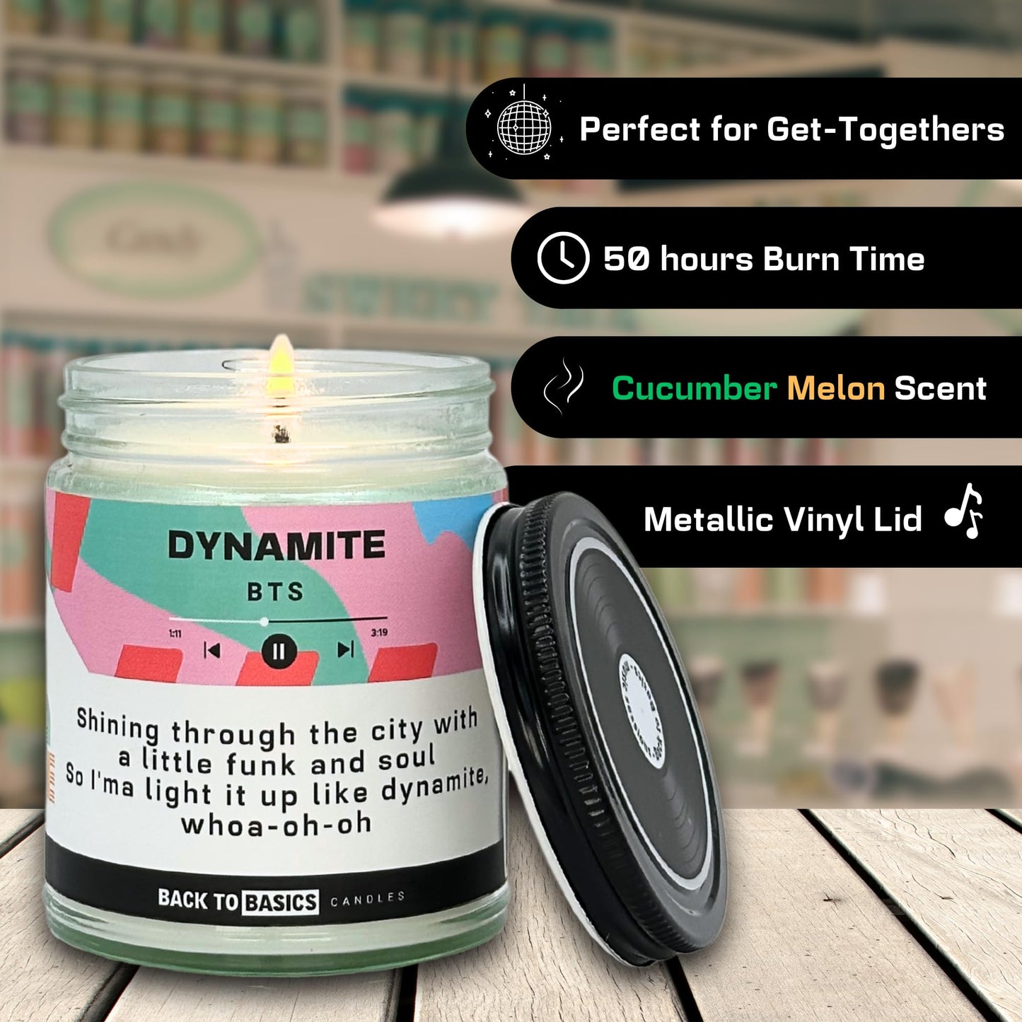 Back to Basics Candles | Dynamite - 9oz Soy Wax Cucumber Melon Scented Candle for Home Decor, Birthday Gifts for Women, Men, Best Friend | Relaxing Aromatherapy Made in USA