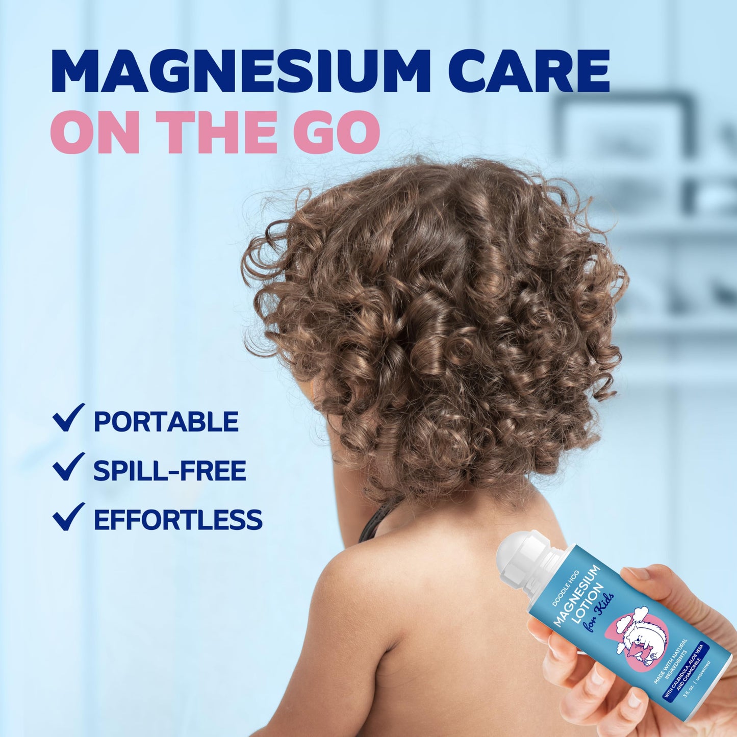 DOODLE HOG Magnesium Lotion for Kids, With Calendula, Aloe Vera and Chamomile, Magnesium Lotion for Sleep, Made in USA Kids, Roll-On Application, 3 fl oz