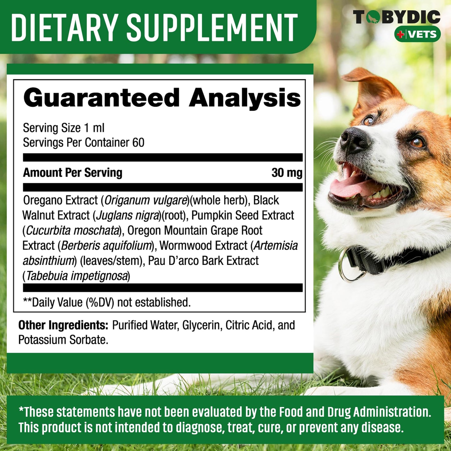 Tobydic Cats & Dogs Natural Broad Spectrum Intestinal Defense & Digestive Liquid Herbal Support - Promotes Gut Health - Supplement Drops Made in USA