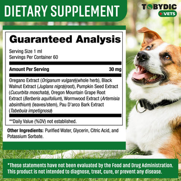 Tobydic Cats & Dogs Natural Broad Spectrum Intestinal Defense & Digestive Liquid Herbal Support - Promotes Gut Health - Supplement Drops Made in USA